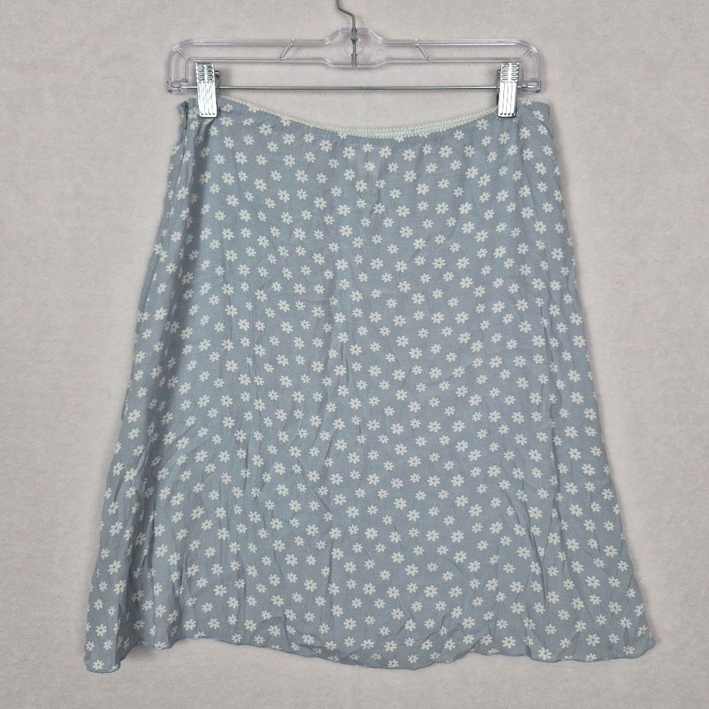 Full Tilt Large Y2k Feminine Floral Powder Blue Side Zip Above Knee Skirt